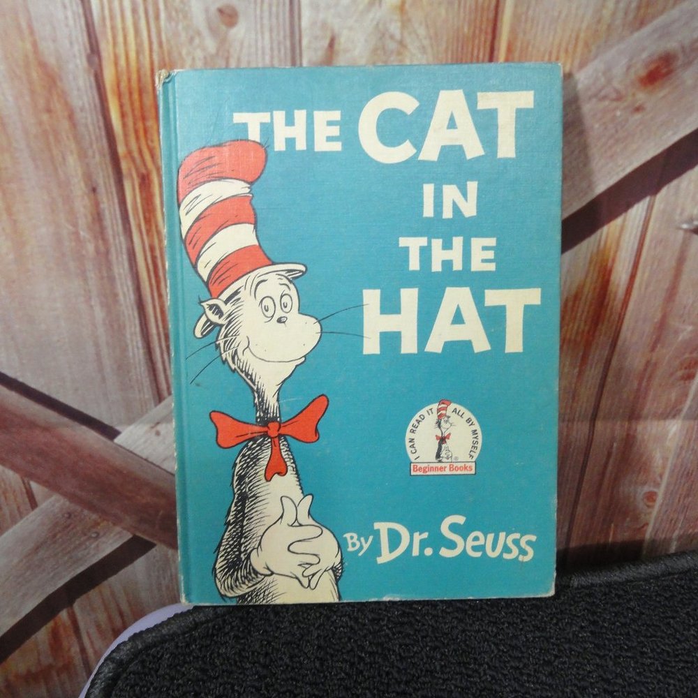 Dr.Suess Cat in the hat copyright 1957~illustrated~colorful~C below